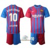 Officiële Voetbalshirt + Korte Broek FC Barcelona Ronaldinho 10 Thuis 2021-22 Lange Mouw - Kids